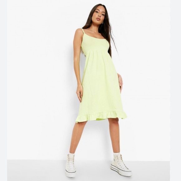 Boohoo Lime Green Cotton Tank Dress - Picture 1 of 9